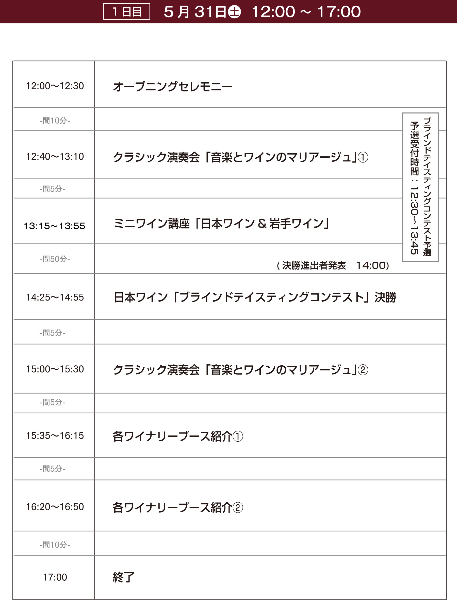 5月31日タイムスケジュール