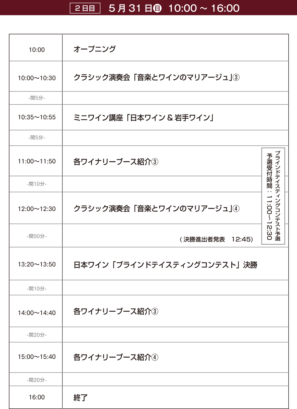 5月31日タイムスケジュール